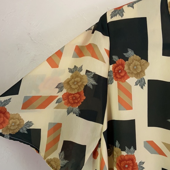 Vintage Chloe abstract print floral tunic mini dress pastel shift - Picture 7 of 8